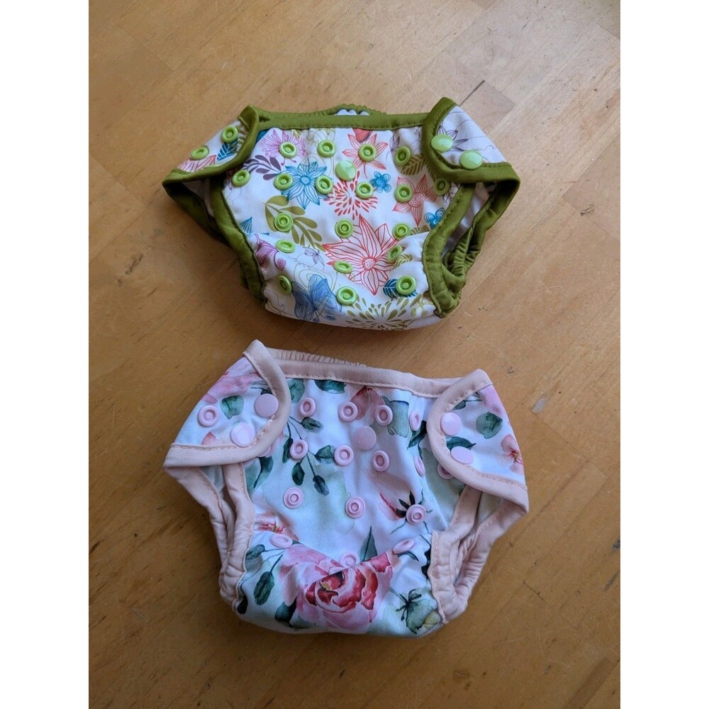 Set of 2 Premee Newborn Floral Cloth Diaper Covers Snap Closure